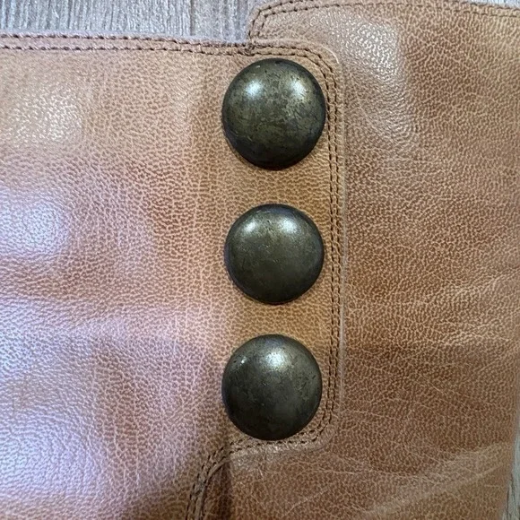 TOPSHOP SIZE 7.5 TAN LEATHER KNEE HIGH CUBAN HEEL BOOTS Made in Spain - Picture 11 of 11